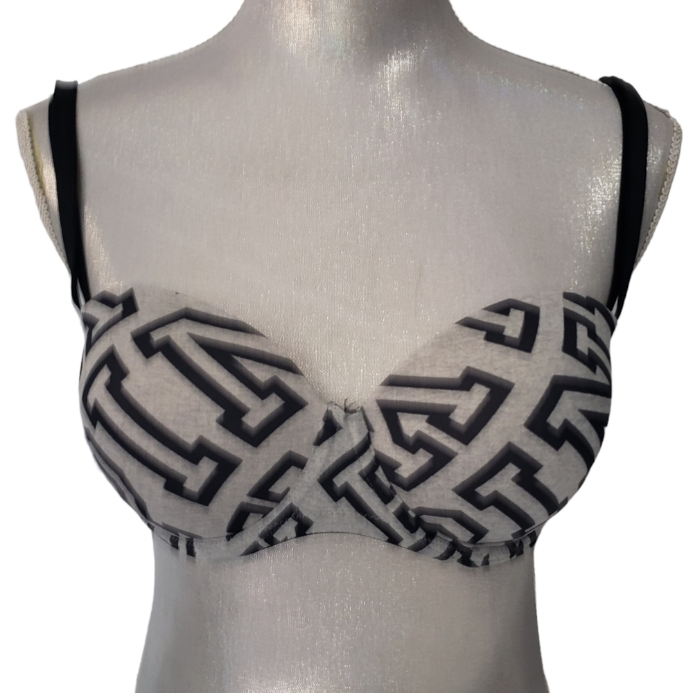 VS PINK Wear Everywhere Multi-way Push Up Bra Gray & Black Logo Size  32DD